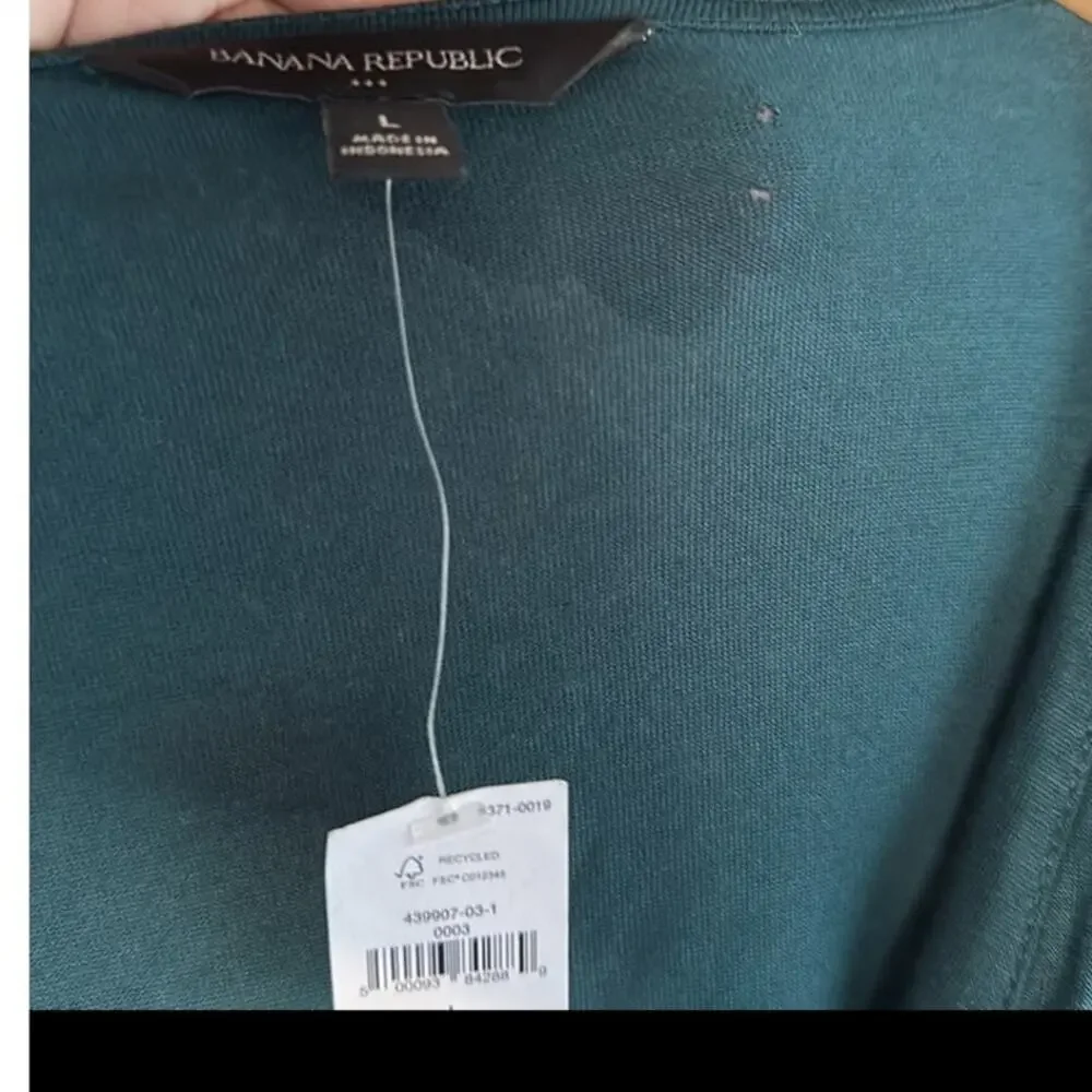 NWT Banana Republic L Silkyluxe Center Twist Top Dark Kelly Green Teal Ballerina - Picture 8 of 9